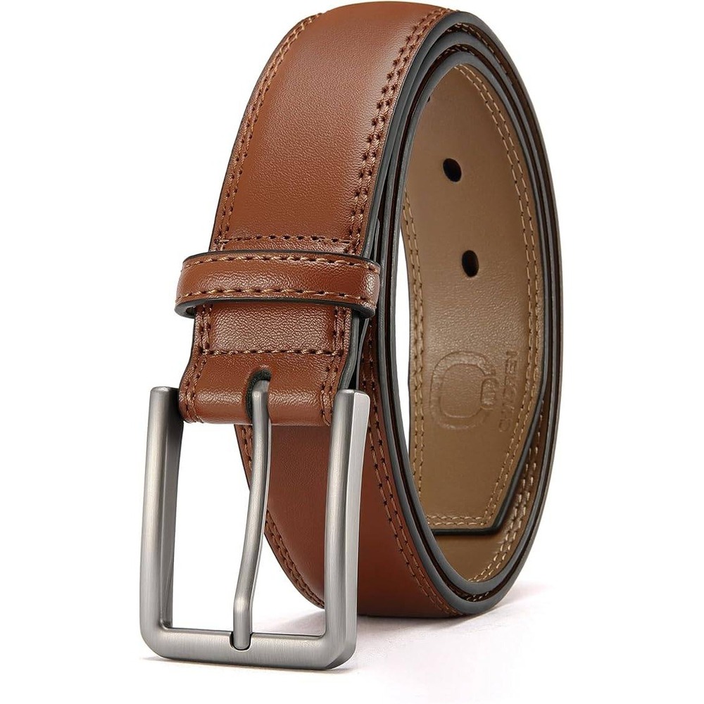CHAOREN Men's Brown Leather Belt - 1 3/8" Dress Belt